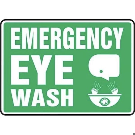 Accuform EMERGENCY EYE WASH, Aluminum, 10 in x 14 in, Mounting Holes MFSD548VA
